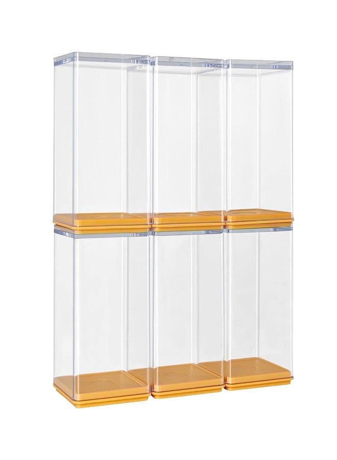 دبليو ام ام علبة عرض صغيرة مكونة من 6 قطع لعرض المجسمات المصغرة، صندوق شفاف مغلق لعرض المجسمات المصغرة القابلة للتكديس، صندوق عرض مصغر مقاوم للغبار، صندوق تخزين شفاف، عرض لمتجر بوب مارت - Image 1